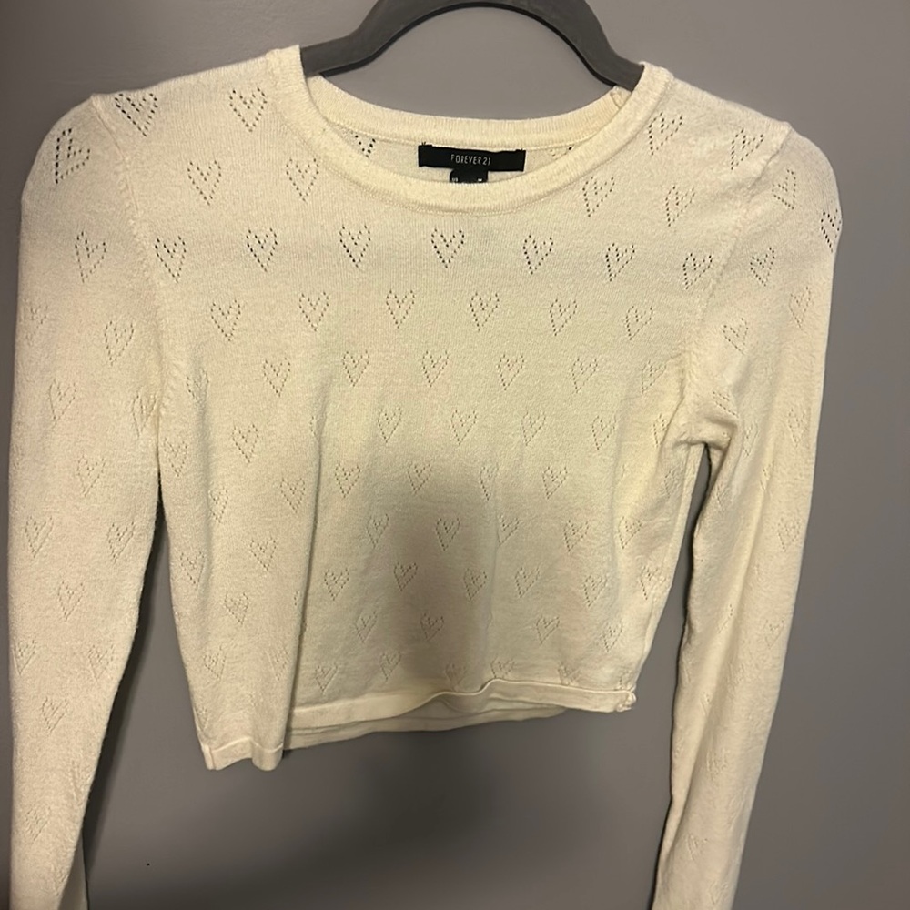 forever 21 heart pleated sweater